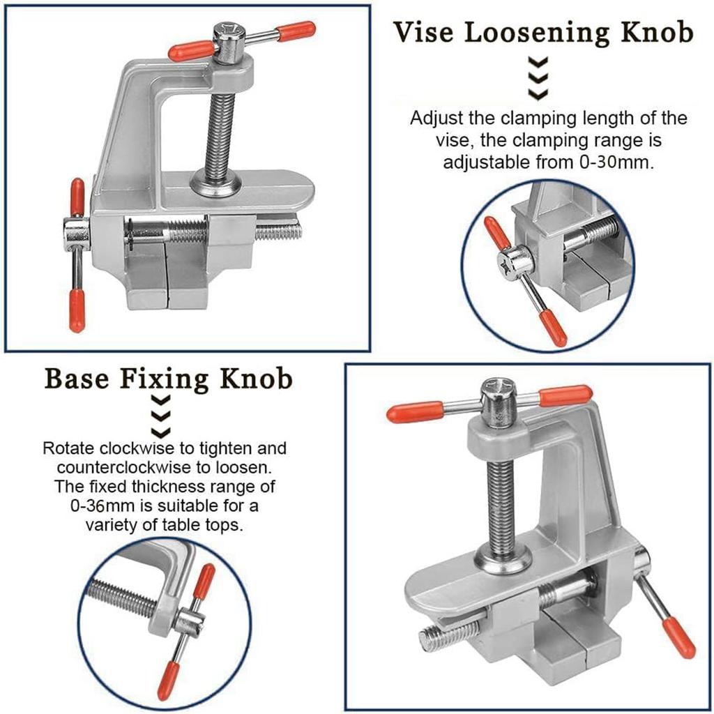 Mini Table Alloy Mini Table Craft Jewelry Clamp Repair Tool with Adjustable Jaw,Clamp On Table Bench Vise Mini Tool