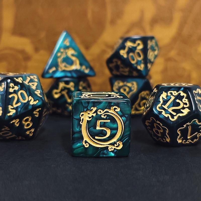 7 Pieces DND Dragon Dice Set Polyhedral RPG Dice for Dungeons and Dragons D&D Pathfinder Call of Cthulhu Tabletop Game Gift