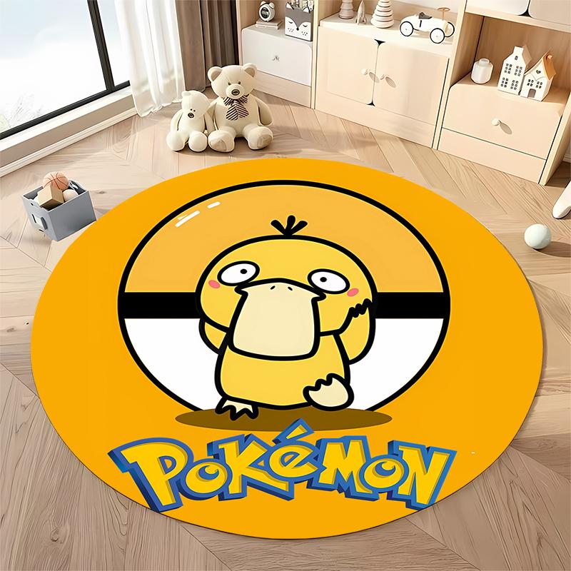 Various Styles and Sizes Pokemon Psyduck Cartoon Round Carpet Bedroom Living Room Sofa Study Desk Seat Mat Kids Room Decor Rug