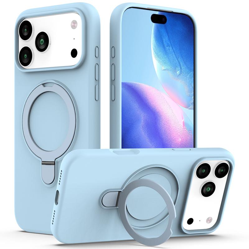 For iPhone 17 Pro Max 17 Air Case Magnetic Liuqid Silicone with Microfiber Lining inside Ring Stand Cover for iPhone17