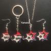 European & American Independence Day 4-Piece Set: Necklace, Earring, Keychain with Alloy & Rhinestone.