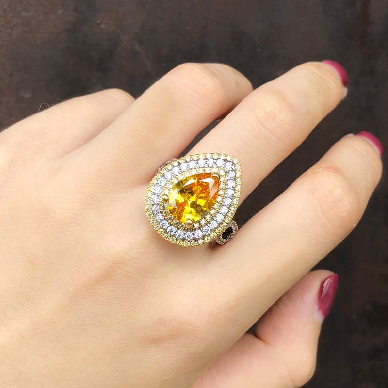 Gica Gema S925 Sterling Silber Mode Wassertropfen Temperament Klassischer Ring für Frauen Weiblicher feiner wunderschöner hochwertiger Schmuck Geschenk Hochzeit Verlobung