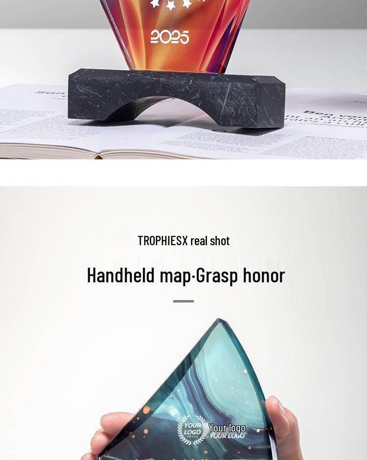 Customized Five-Pointed Star Crystal Trophy for Company Annual Meeting: Award for Outstanding Employee Achievement