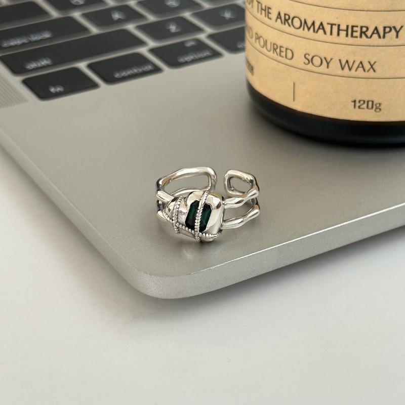 

Винтажное кольцо в форме сердца с зеленым цирконом в корейском стиле для женщин, шикарное, модное