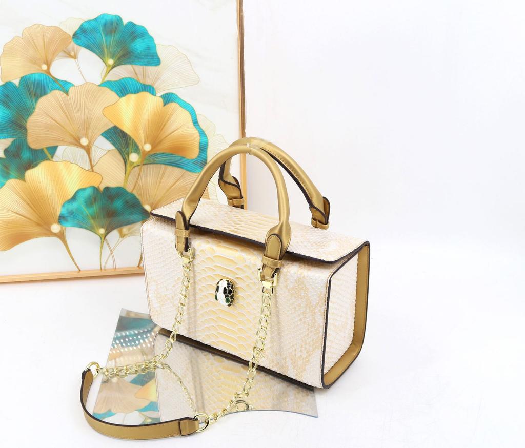 Women'S Bag High Texture Color Hand-Painted Snake Pattern Handbag Womenhandbag Storage