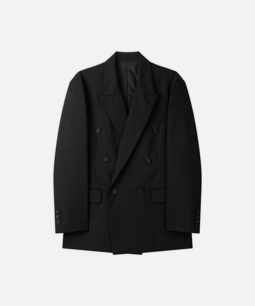 Draw Fit Dove Wool Tailored Double Blazer [Black]