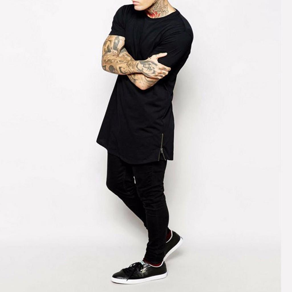 Men's Long Size Casual  Hop Fashion Shirt Short Sleeve Top Blouse 