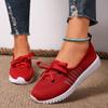 Fashion Breathable Hollow Out Slip On Mesh Sneakers Women 2025 Autumn Sweet Bowknot Red Sneakers Comfort Soft Sole Sports Shoes Women