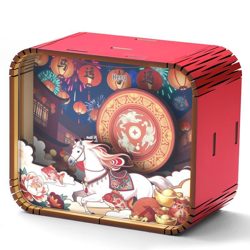 Chinese Style Festive Wooden Wind-up Music Box - New Year Gift & Souvenir