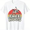 Vintage Free Hugs Wrestling Print T-Shirt Unisex Kurzarm Weiche Baumwolle Sportler Freizeit Streetwear Tee Tops