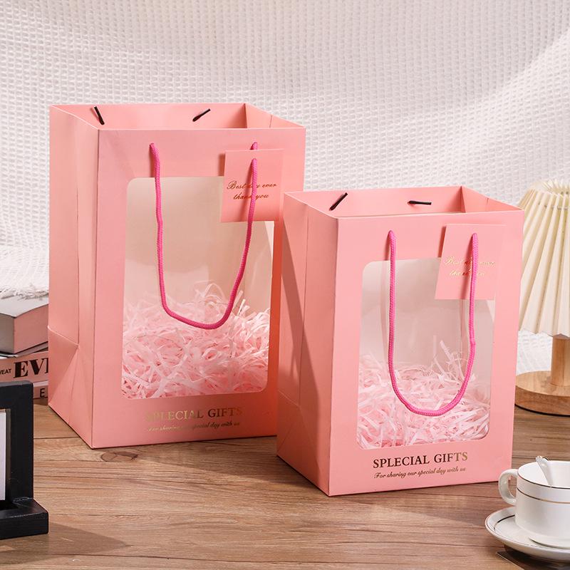 Elegant Teacher's Day Gift Bag: Transparent Small Handheld High-Grade Paper Box with Instagram Style