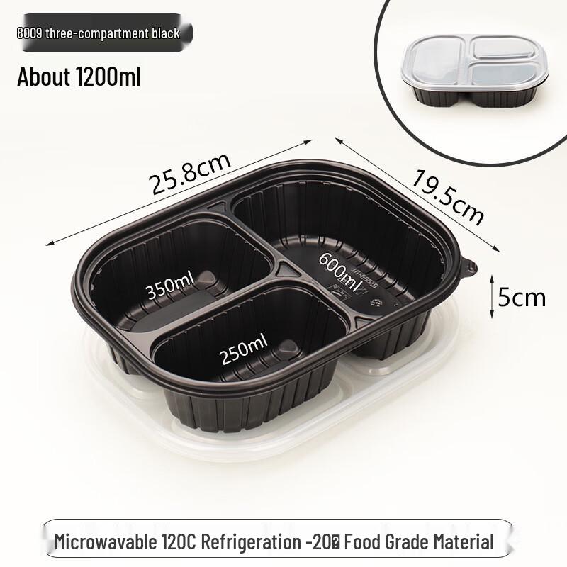 Disposable 5-Compartment Meal Prep Containers