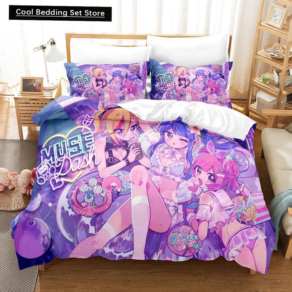 Fashion 3D Print Music Game  Muse Dash Bedding Set Single Twin Full Queen King Size Bed Set Adult Kid Bedroom Duvet Cover Sets