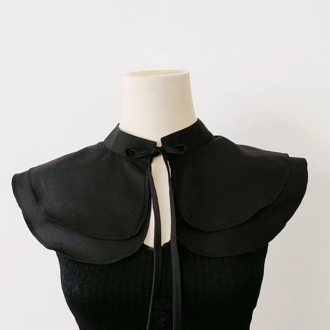 

Французский стиль, двухслойная изысканная накидка, жилет, универсальный декоративный накладной воротник, воротник-стойка, элегантный галстук в литературном стиле чёрный