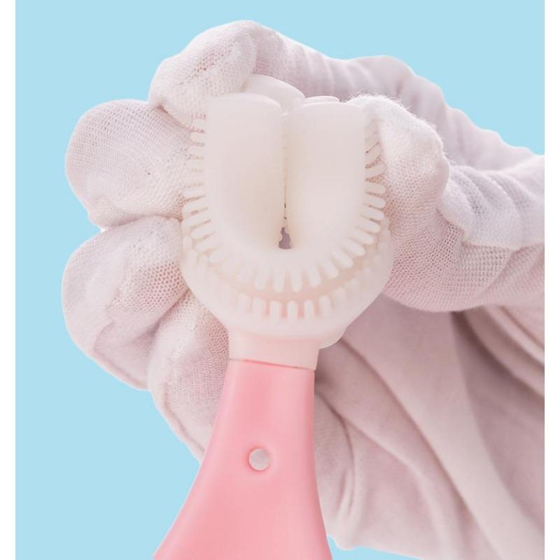 U Shape Kids Toothbrush with Handle Silicone Oral Care Cleaning Brush for Children