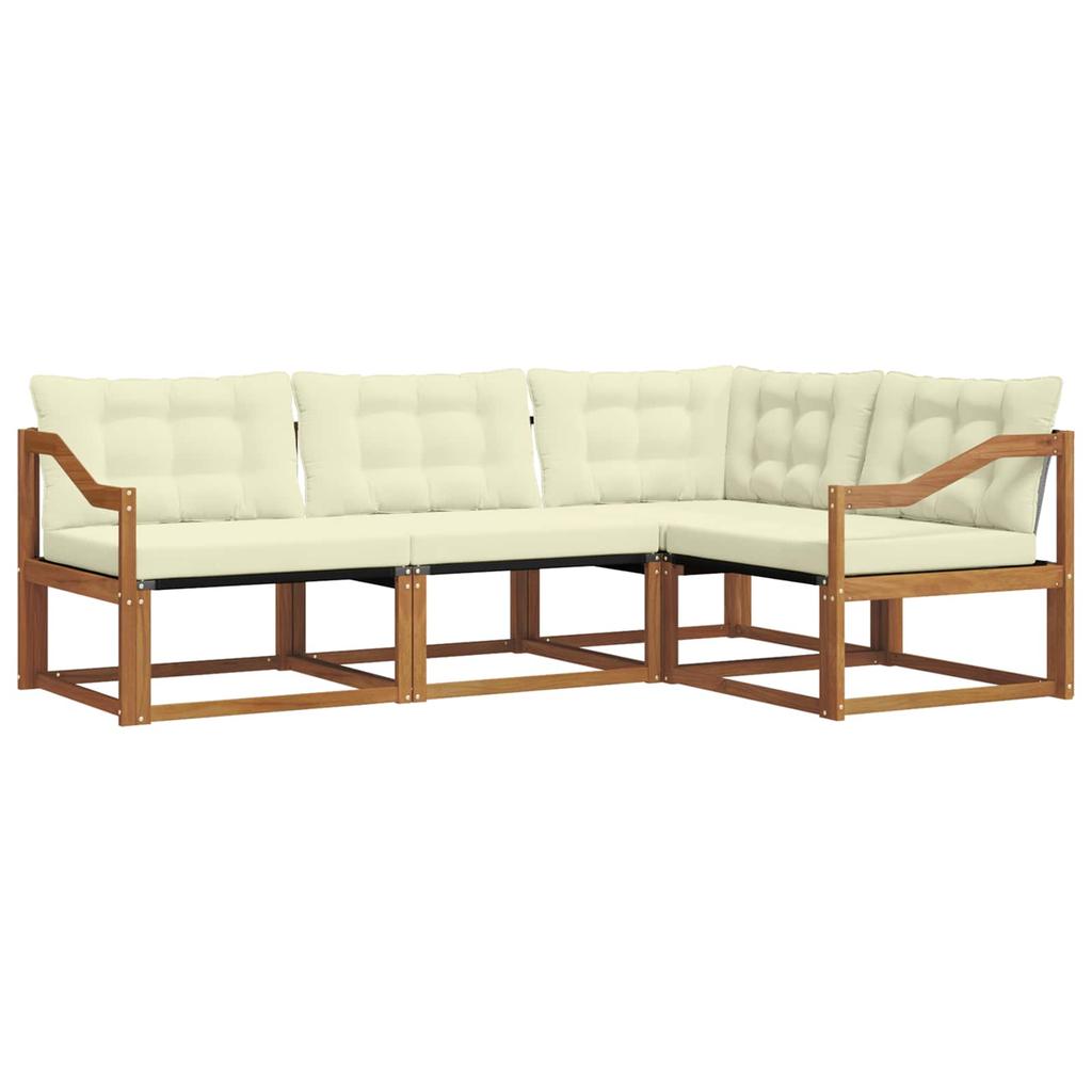 Outdoor Sofa Set with Cushions 4 pcs Natural and Cream