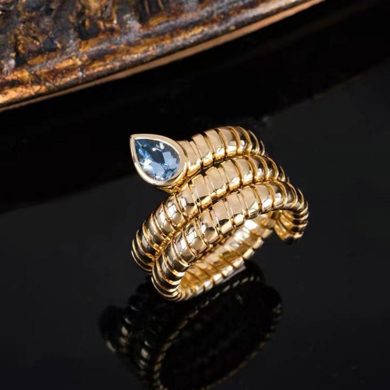 Elegant Teardrop Zircon Ring: 18K Gold-Plated, Retro-European Design Size 8