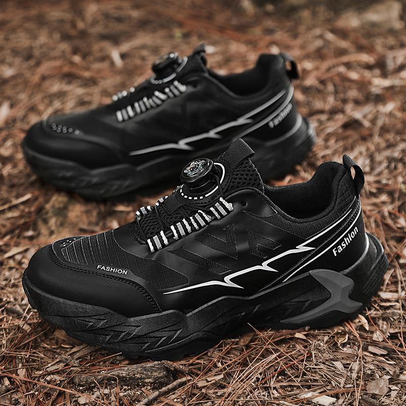 Fashion four seasons new thick-soled rotating buckle outdoor hiking shoes non-slip and comfortable men's sports shoes