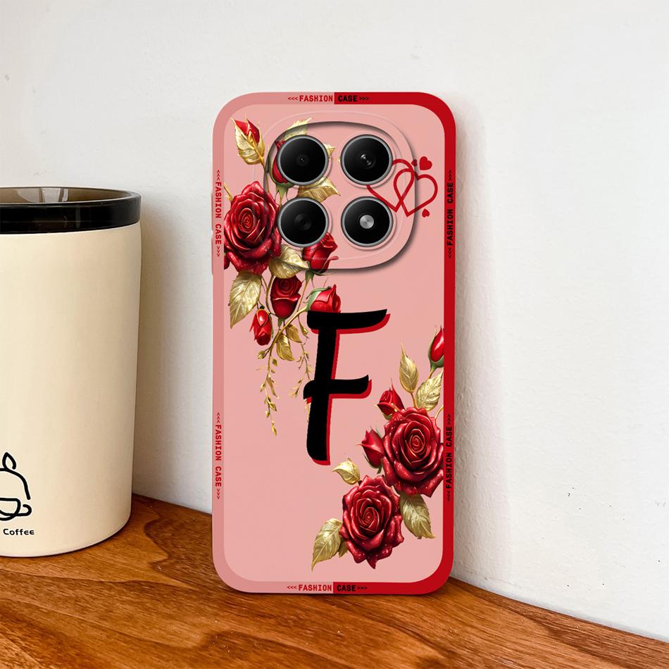 Case For Poco M8 Pro / Poco M5 M5S Fashion Rose Letters Soft Liquid Silicone Phone Shell For Poco M 8 M 5 Lightweight Funda