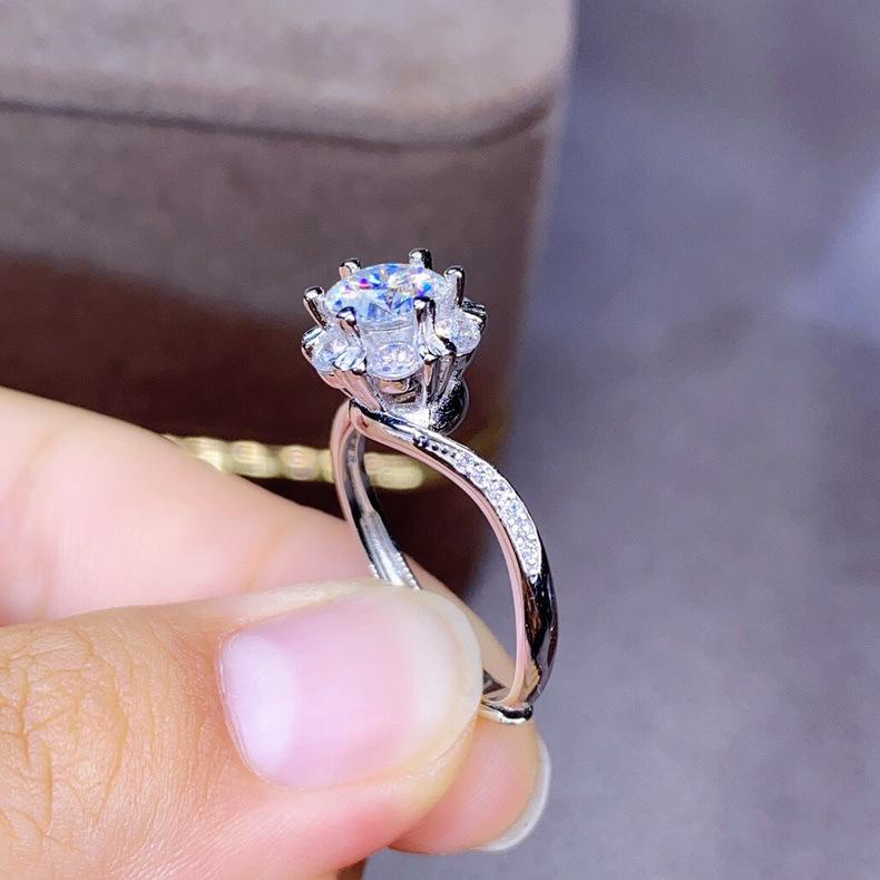 Eight Hearts And Eight Arrows Pt950 Kuaishou Full Diamond Opening Ring Female Zircon Diamond Ring