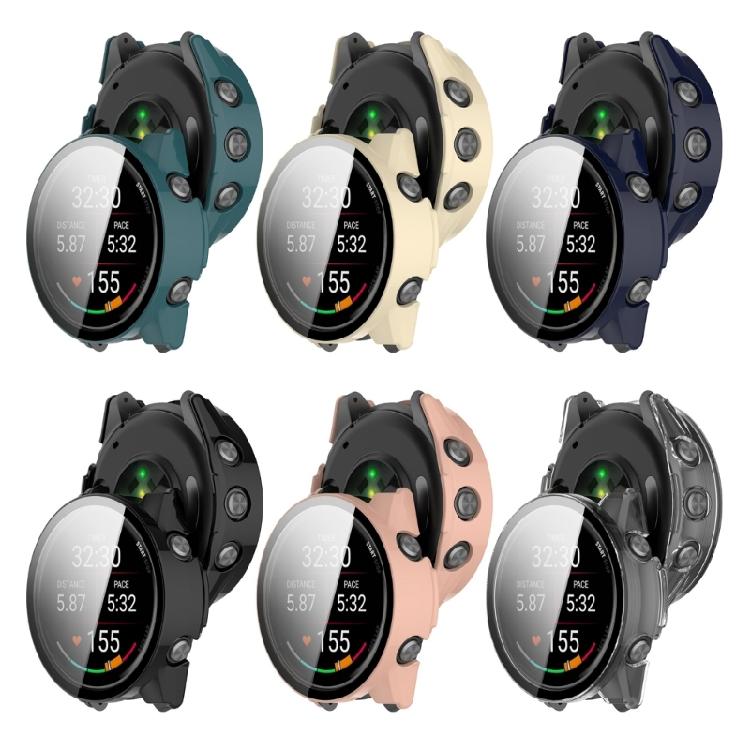Easy Installs Full Body Protective Cover Smartwatch PC & Tempered Glass Sensitive Touch Guard for Watch Forerunner570