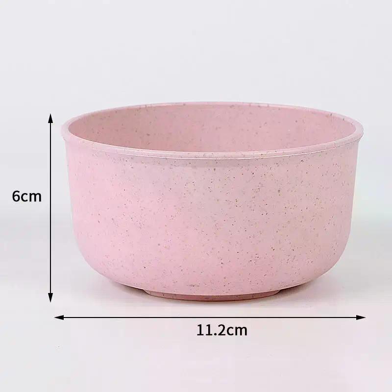 1pc Solid Color Wheat Straw Bowl Fruit Vegetable Dessert Rice Bowl Lightweight Food Bowls Household Kitchen Dining Tableware