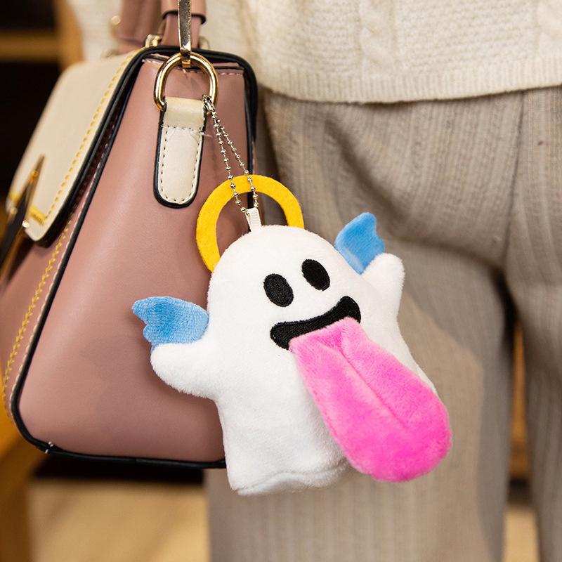 New Cute Plush Angel Ghost Keychains Bag Charm For Women Exquisite Bag Pendant Car Key Ring Jewelry Gift