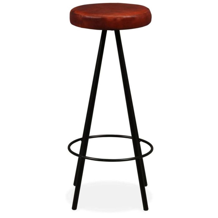 Tabourets de bar - VIDAXL - Cuir véritable - Marron - Lot de 4