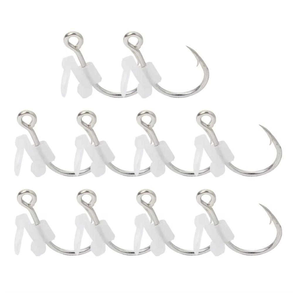 10Pcs High Strength Barbed Fishing Hook Heavy Duty Sea Bass Carbon Steel Hook  Live Bait