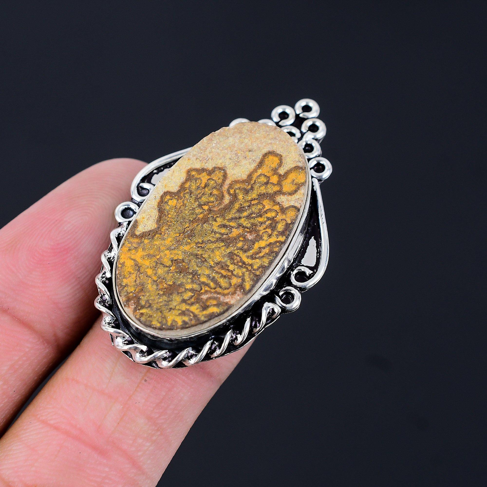 

Oval Psilomelane Dendrite Gemstone Promise Ring Jewelry Sterling Silver US 6.5 6.5