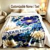 Floral Garden Theme Soft Blanket Personalized Custom Name Text Print Warm Blanket Home Sofa Bedroom Decor