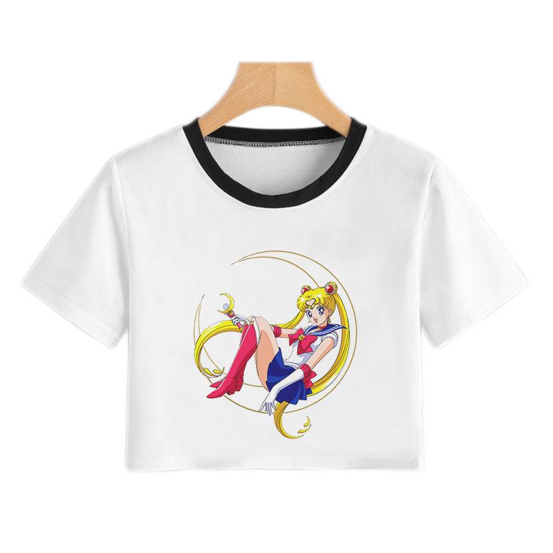 Sailor Moon Sailor Moon Cold Moon T-Shirt New Short T-Shirt Women'S Sexy Navel Shirt