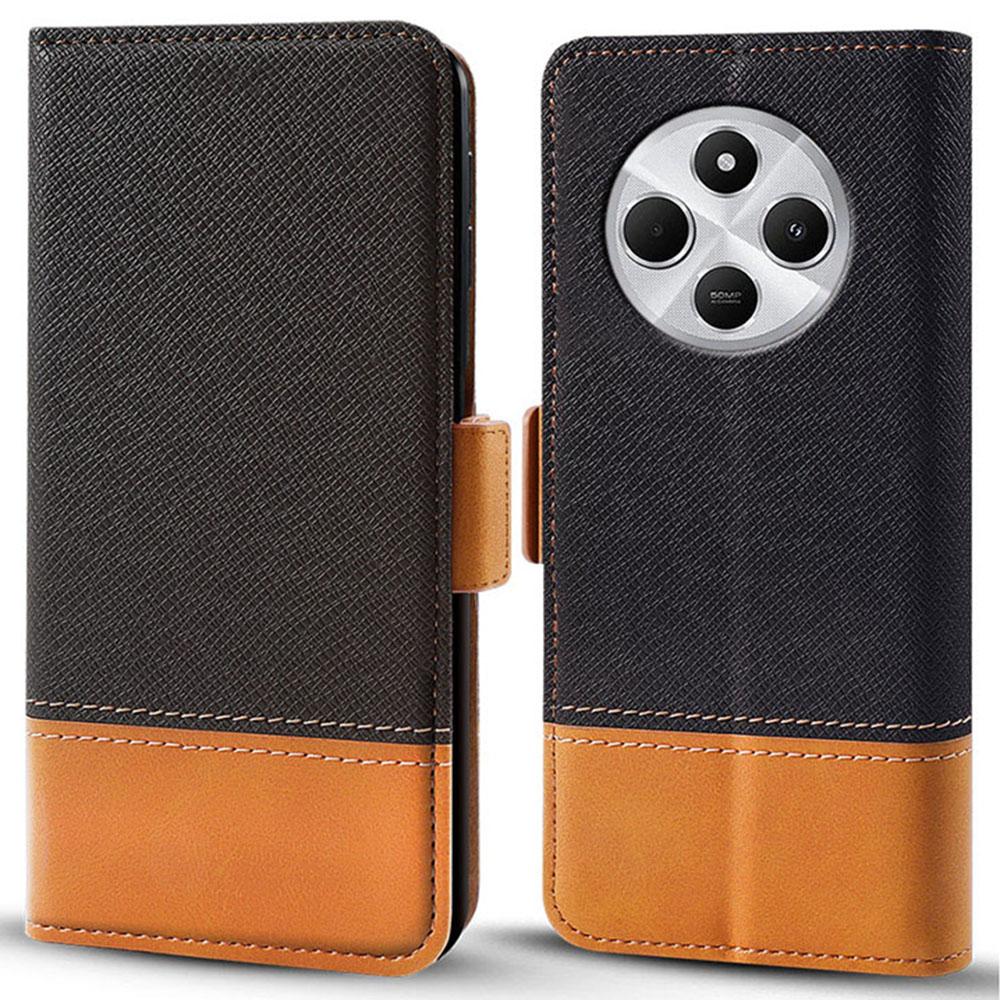 For Xiaomi Poco C75 4G/Redmi 14R 5G/14C 4G Case Color Splicing PU Leather Wallet Phone Cover