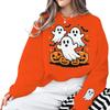 Halloween Cute Ghosts Pumpkin Print Sweatshirt Women Men Crew Neck Long Sleeve Pullover Cartoon Halloween Sweatshirts