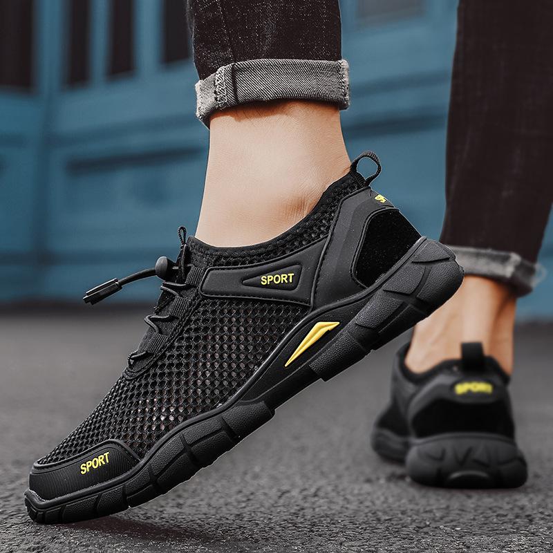 

Мужские летние дышащие сетчатые туфли с мягкой подошвой, дезодорирующие и износостойкие, для альпинизма 38 чёрный