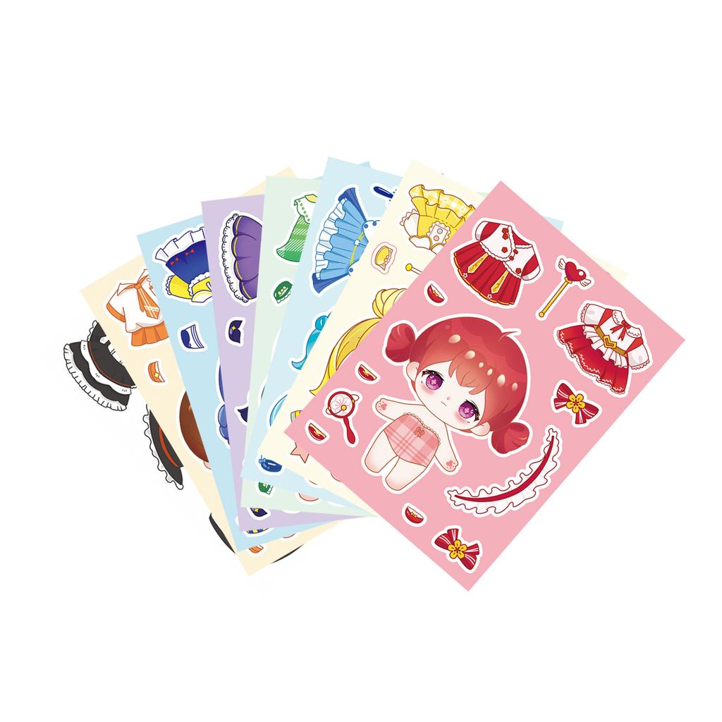 8 Pictures/set of Cotton Doll Dress-up Doodle Stickers Personality Cartoon Children's Puzzle DIY Puzzle Stickers