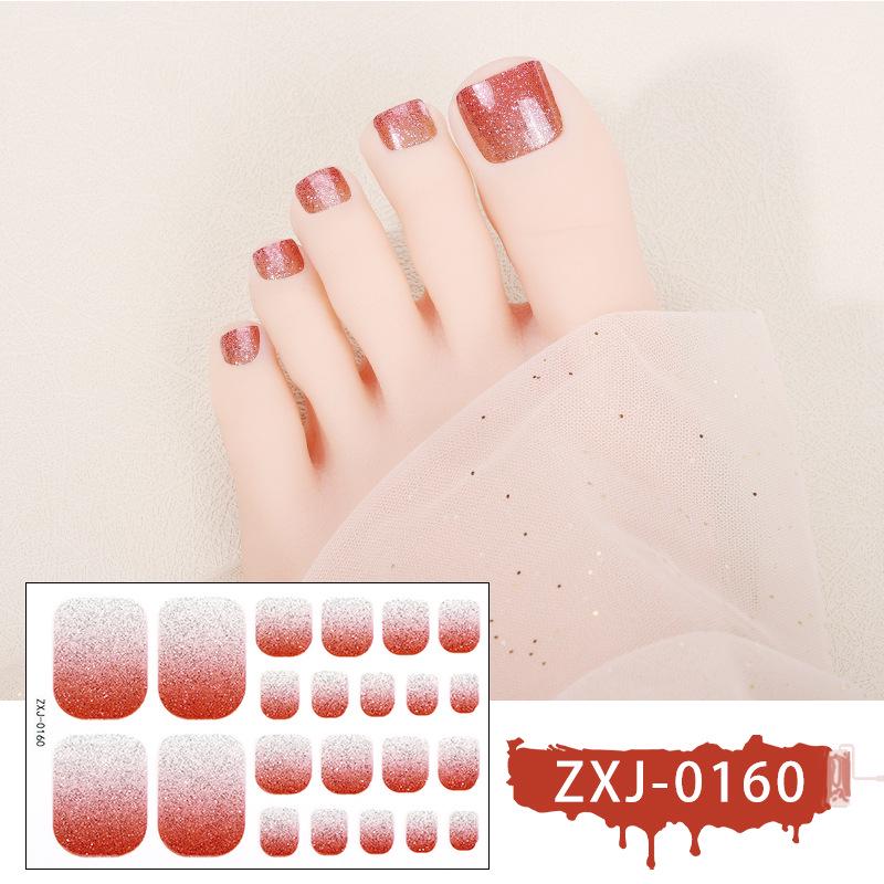 Y2K Glitter Toe Nail Stickers - Waterproof Solid Color for Summer Nail Art