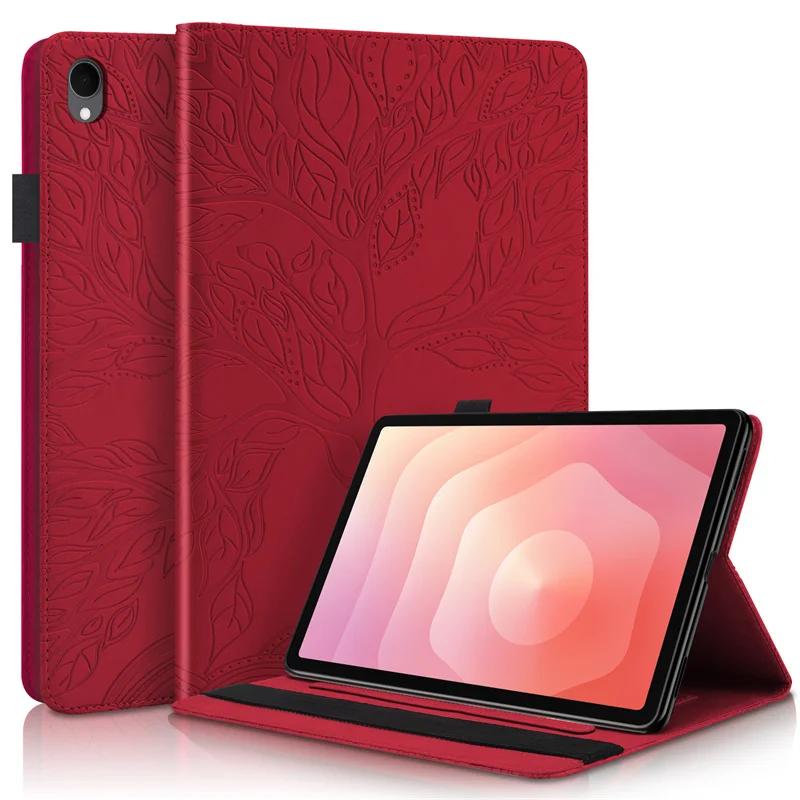 

Чохол-планшет для TAB S11 Ultra 14.6 Samsung Tab S11 Чохол 11 Тиснення Дерево Відкидна Обкладинка-Гаманець з Підставкою для Funda Galaxy Tab S11 S11 5G Чохол Обкладинка 11 дюймів TAB A8 10.5 /X205 /X200 червоний