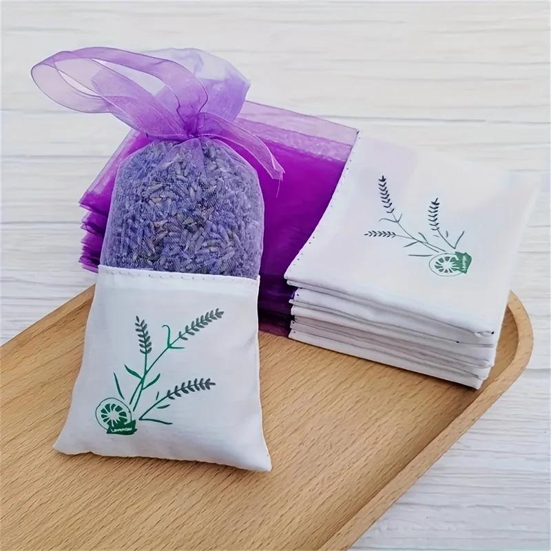 10Pcs Lavender Sachet Fragrance Bag Aromatherapy Empty Dried Bouquet Bag Transparent Mesh Cotton Linen Sachet Bag