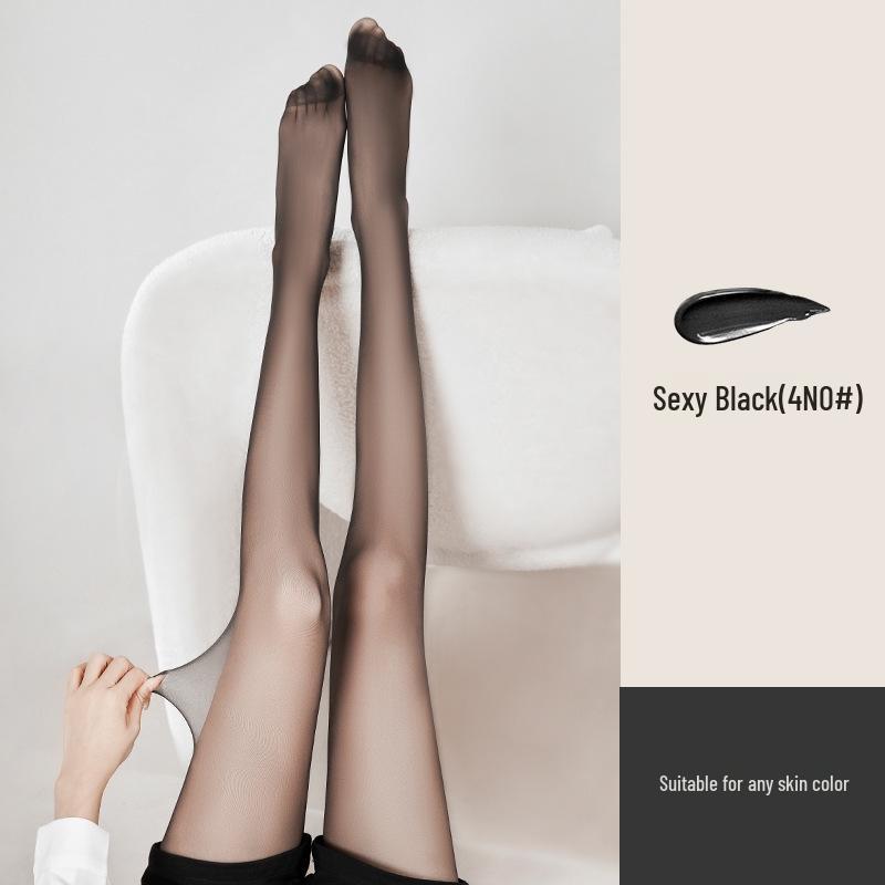Women's Ultra-Thin Invisible Black Silk Anti-Snag Pantyhose - High-Transparency, Zero-Feel, Non-Rolling, 0D Bare Leg Style.