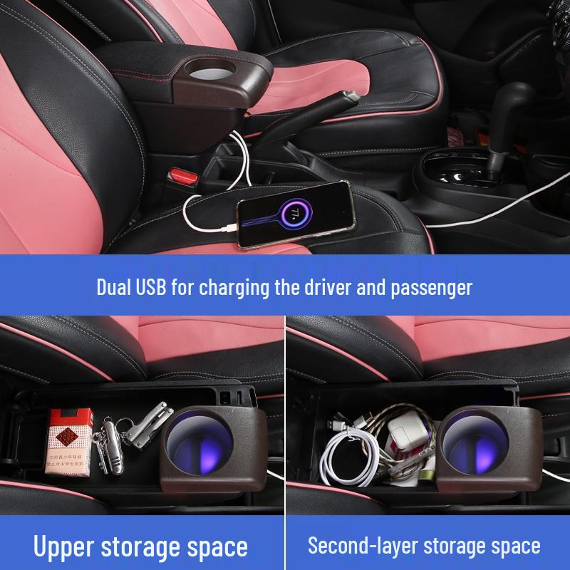 Fits 2014-20 Honda Fit GK5: Third Generation Sporty Interior Armrest Box