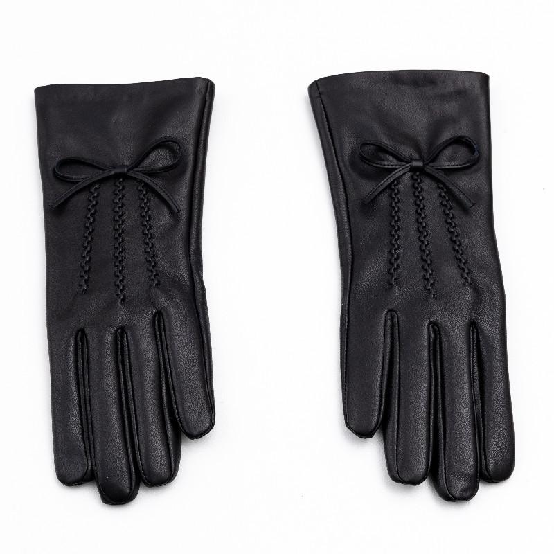 Women's Colorful Genuine Leather Gloves Bow Sheepskin Gloves  Women's Warm Cycling Clothing Gloves for Autumn and Winter