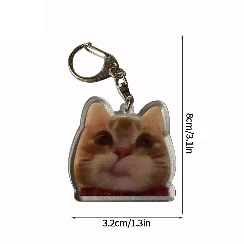 Banana Happy Cat Keychain Acrylic Funny Meme Keyring Backpack Hanging Pendant Mobile Phone Bag Charms Cute Keychain Accessories