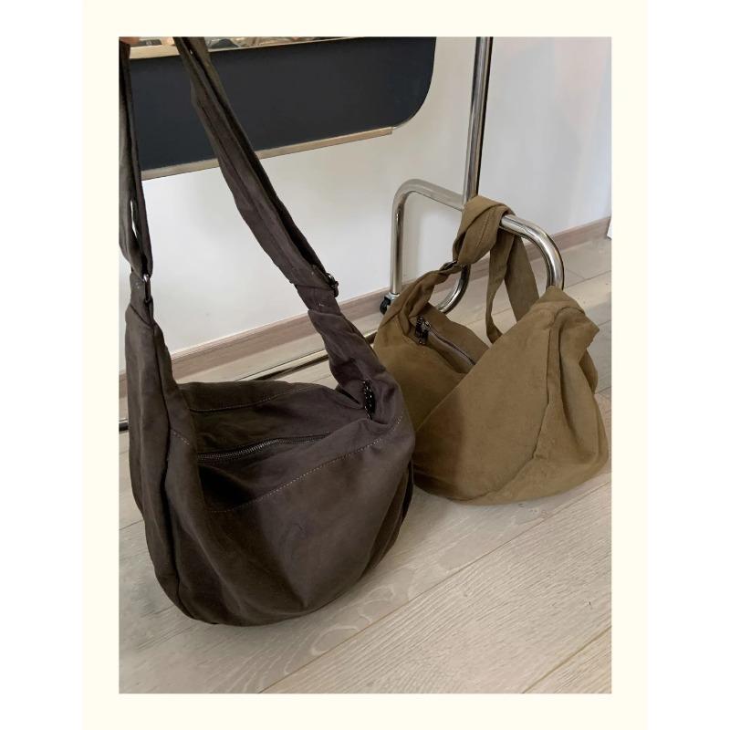 Borsa Hobo da Donna in Tela Marrone Retrò Borsa a Spalla Semplice Grande Capacità Borse a Tracolla da Donna Borsa Casual Autunno Inverno Sottobraccio
