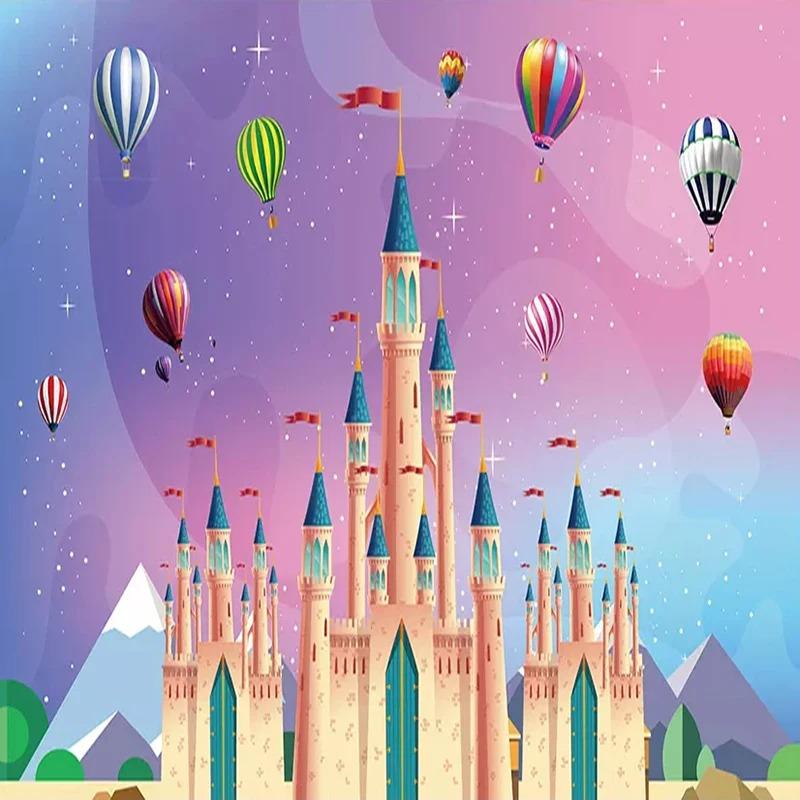 Photo Wallpaper 3D Cartoon Hot Air Balloon Baby Room Kids Background Wall Mural Home Decor Wallpapers