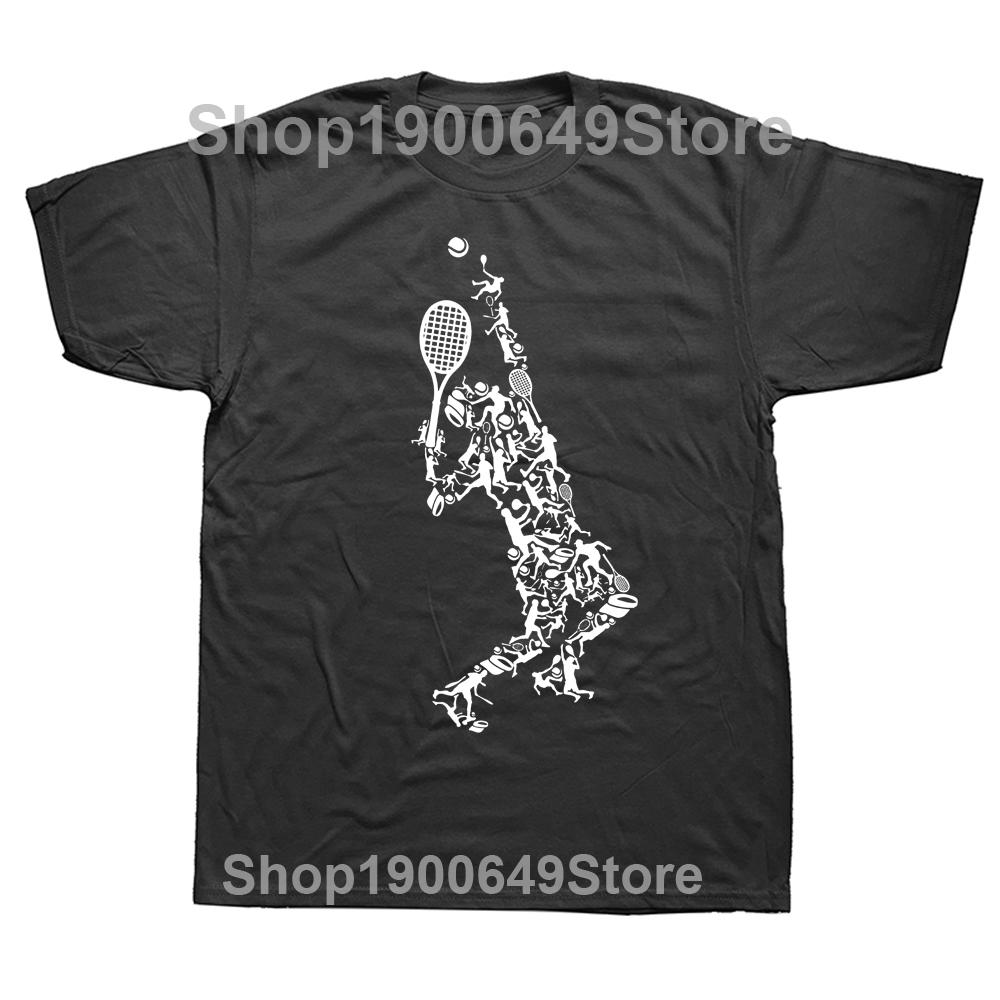 Funny Tennis T Shirt Player Positions Balls Racket In Drawing Streetwear Short Sleeve Birthday Gifts Summer Style Tshirt Men