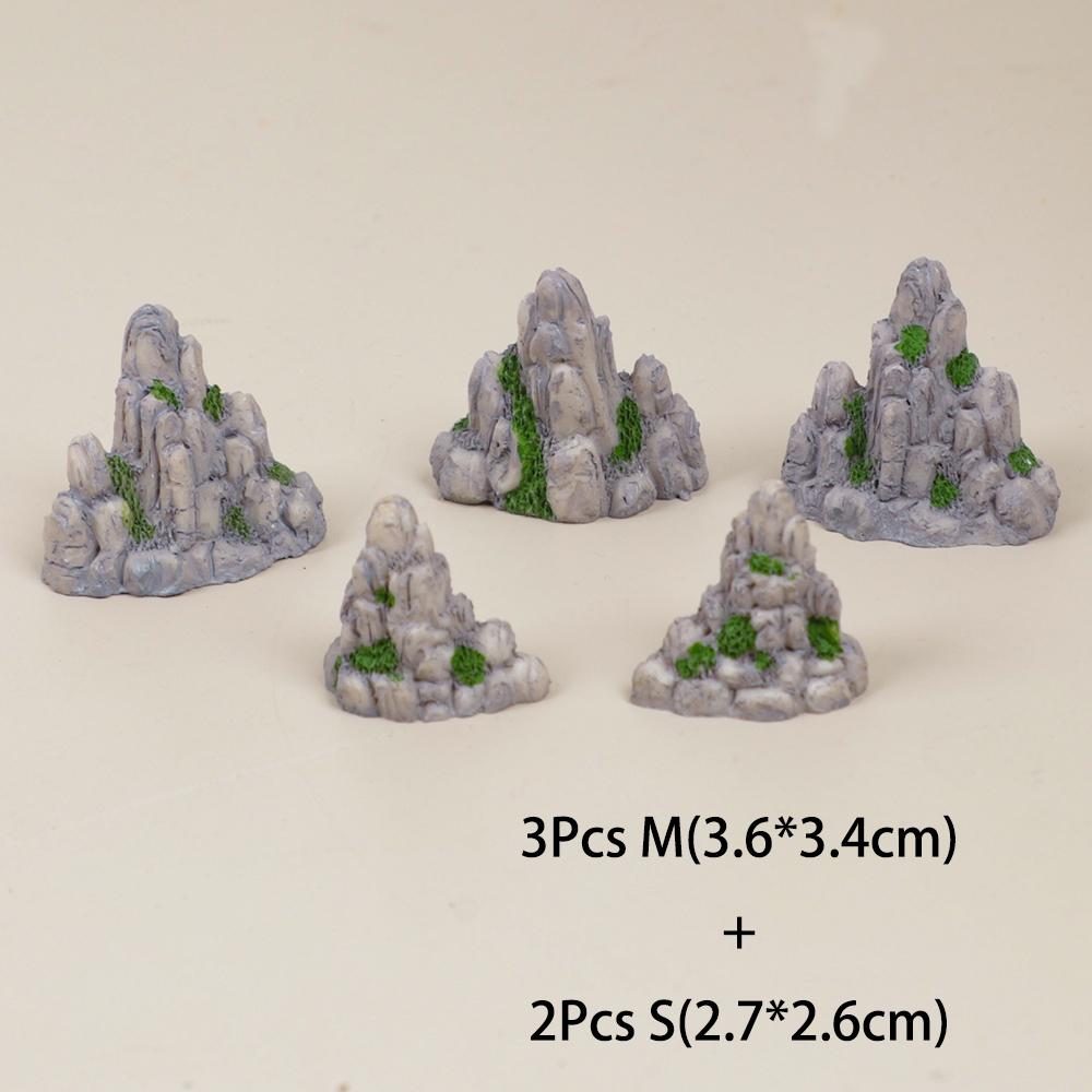 5Pcs Mini Simulation Rockery Resin Micro Landscape Ornaments Fairy Garden Miniature Figurines Aquarium Bonsai Home Decoration