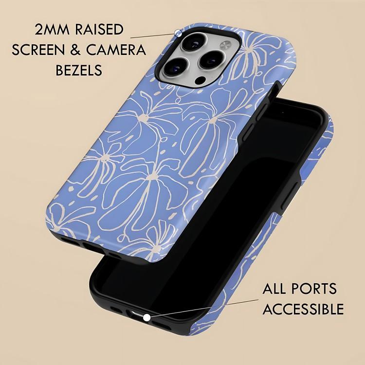 Abstract blue flower Phone Case for iPhone 17 17e 16e 16 15 14 13 12 11 X XS XR XSMAX 8 Air Pro Max Plus Double-layer Back Cover