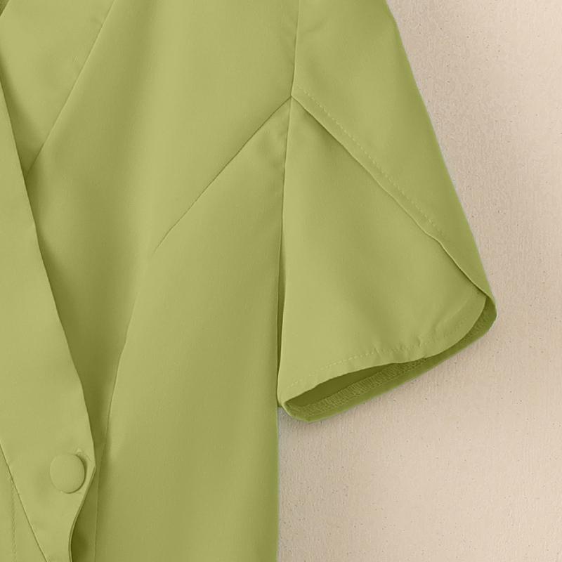 ZANZEA Bluză de vară cu mânecă scurtă și decolteu în V pentru femei