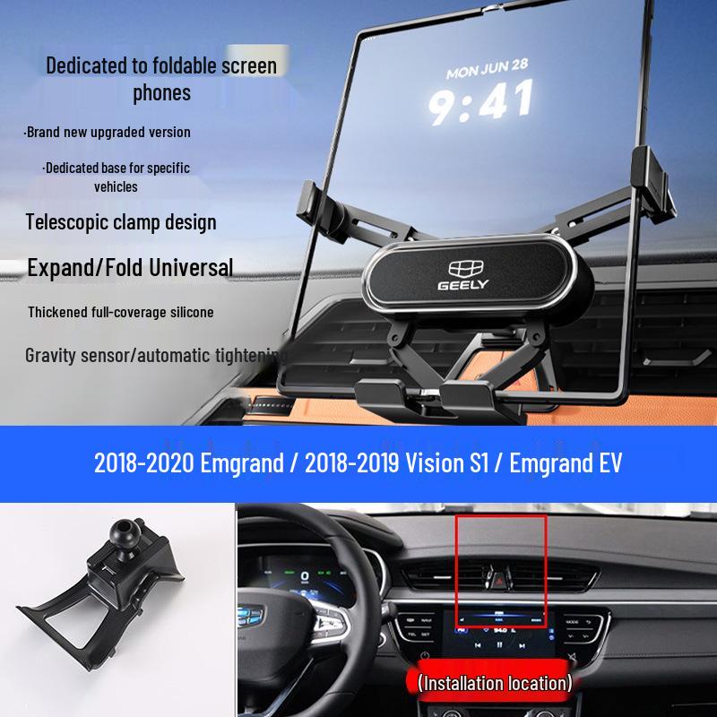 Custom Foldable Phone Holder for Geely Models: Emgrand, Boyue, Vision X1/X6, Jiaji, Binyue, Xingyue L, Xingyuan